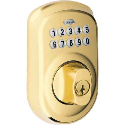 Schlage Keypad Bright Brass Electronic Deadbolt