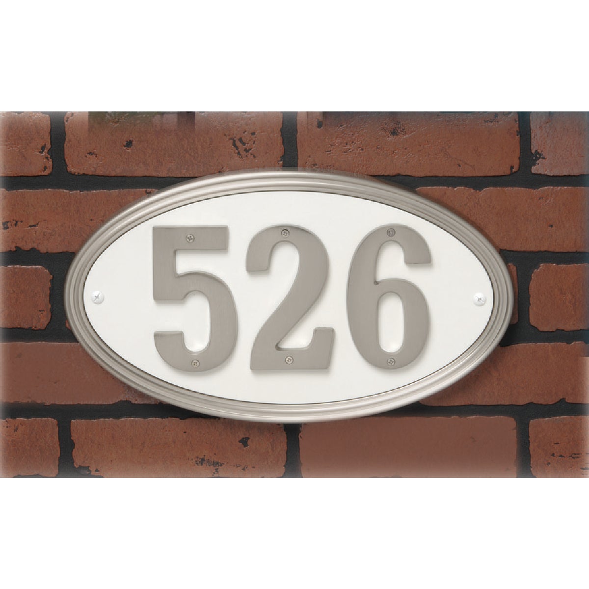 Hy-Ko Prestige Series Plastic Oval Satin Nickel Address Plate