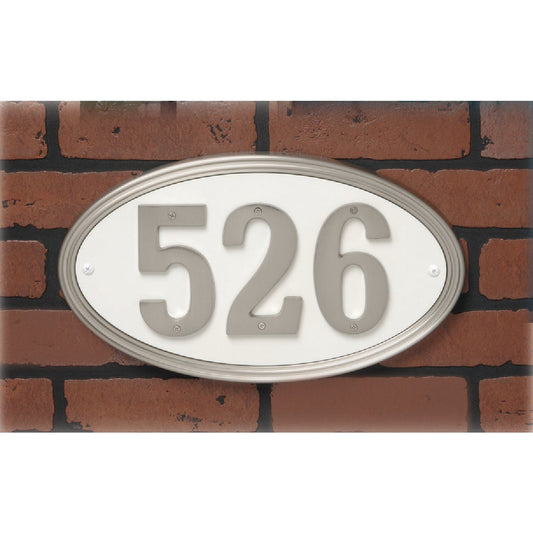 Hy-Ko Prestige Series Plastic Oval Satin Nickel Address Plate