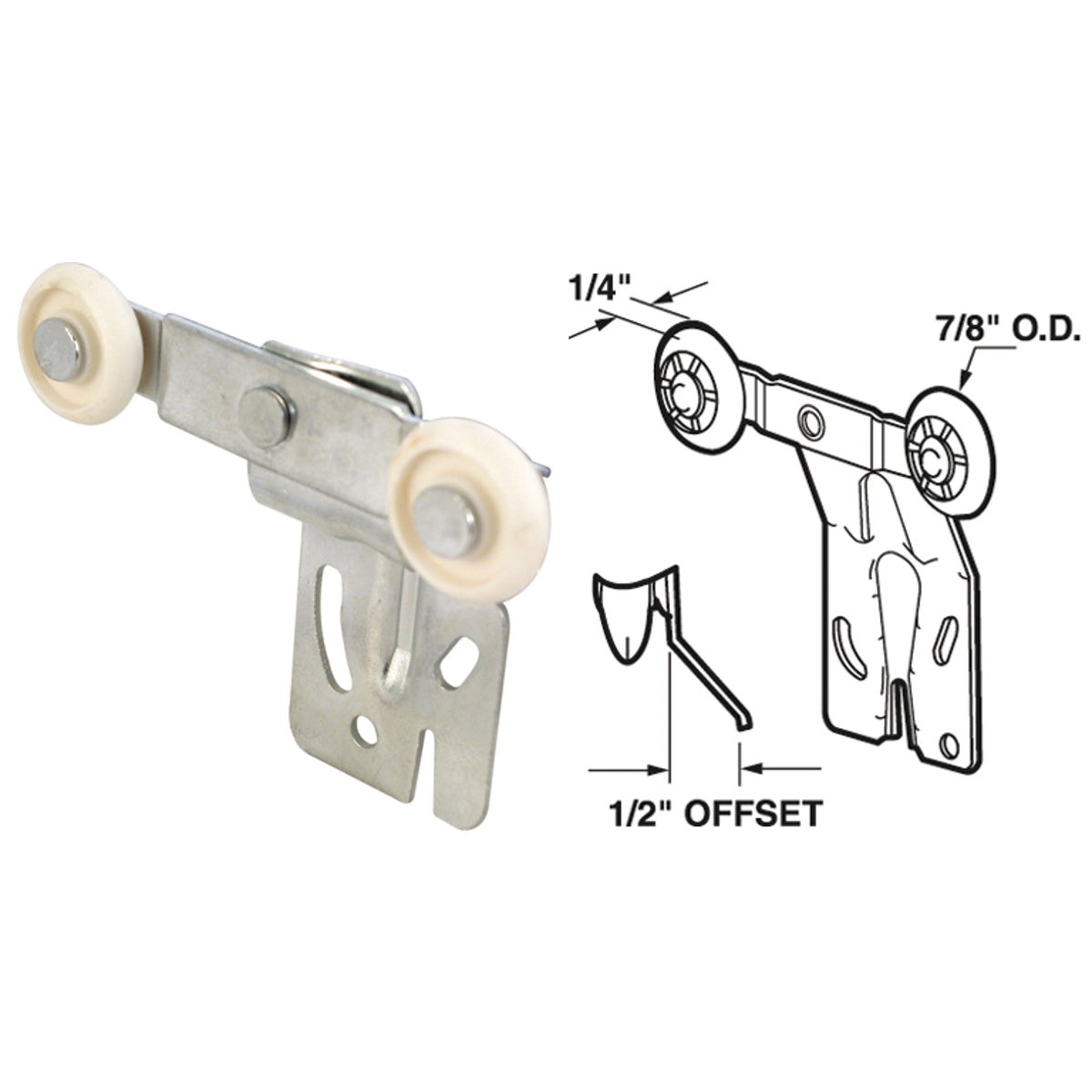 Slide-Co 1/2 In. Offset Twin Wheel Bypass Door Roller (2-Count)