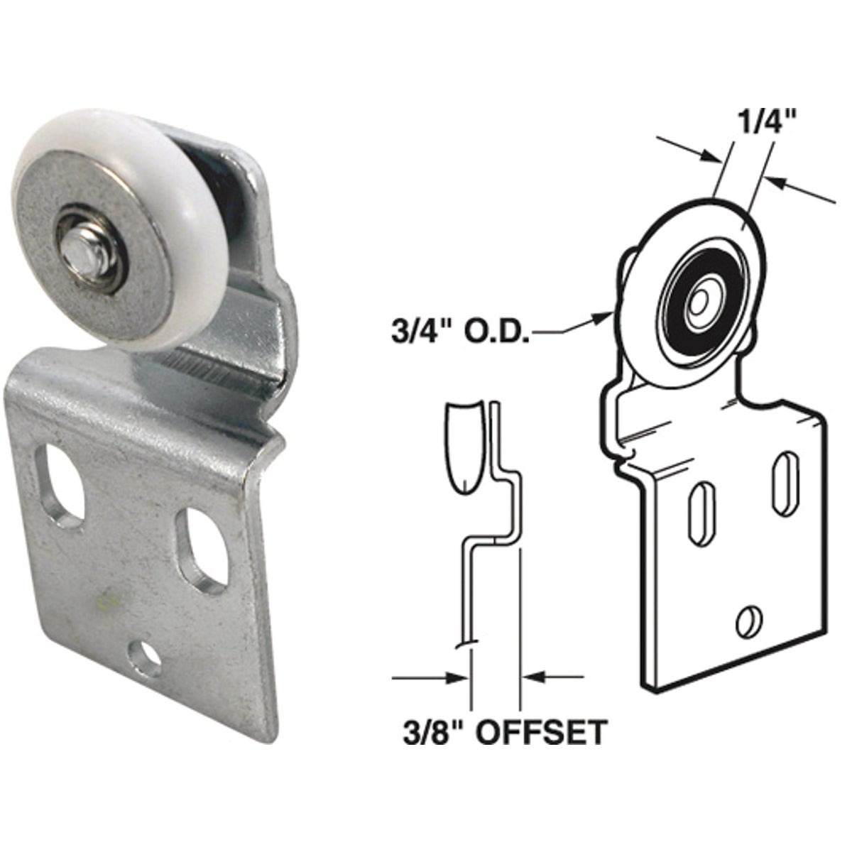 Prime-Line 1/4 In. Offset Ball Bearing Wheel Adjustable Bypass Door Roller (2-Count)