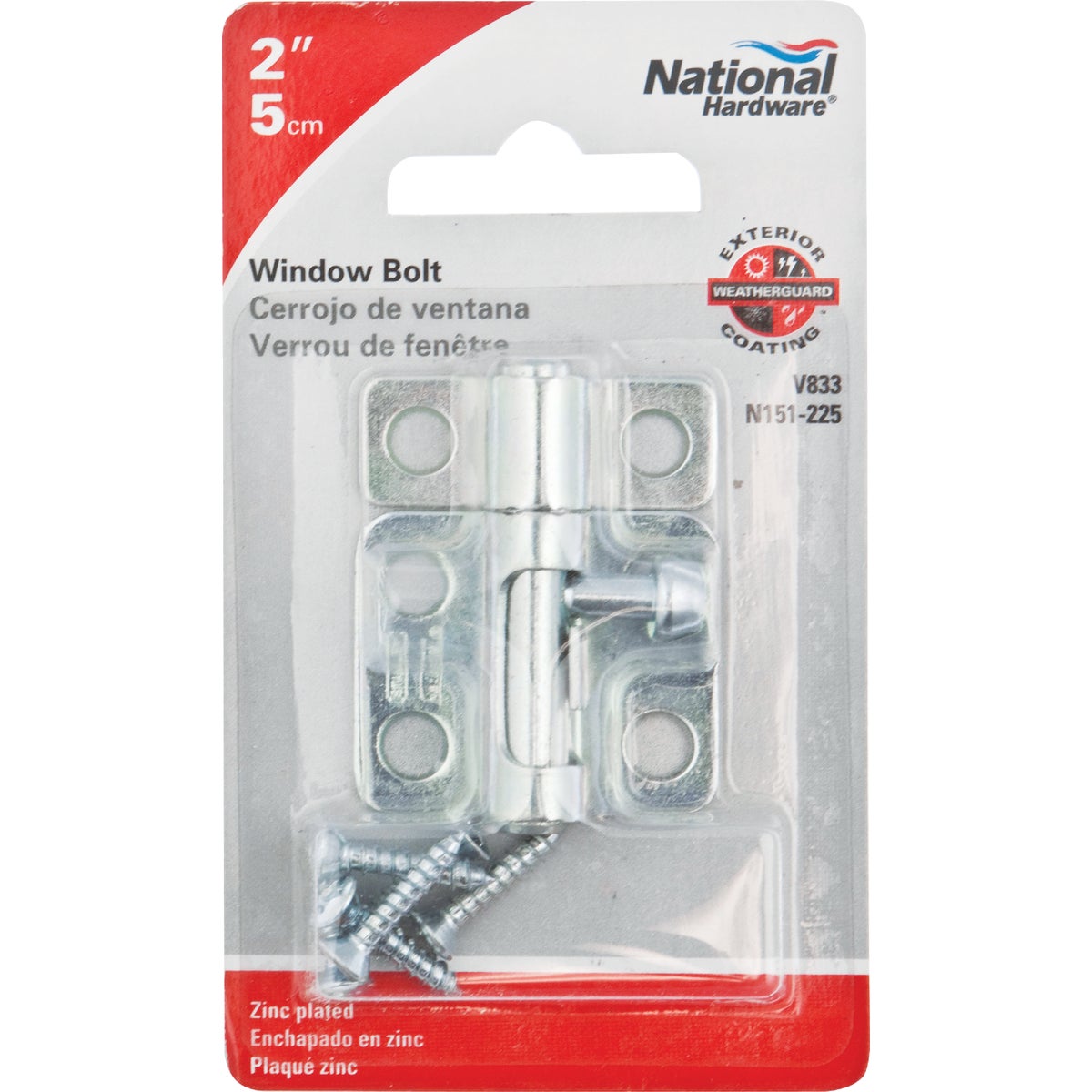 National 2 In. Zinc Cellar Window Barrel Bolt