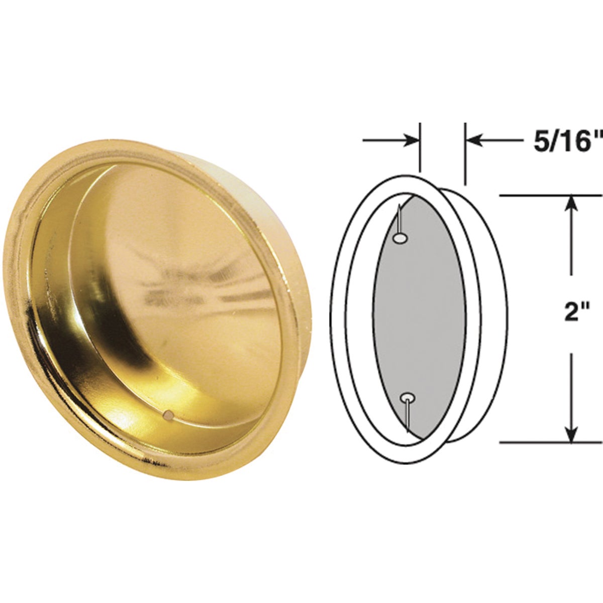 Prime-Line 2 In. Dia. Brass Wardrobe Pocket Door Pull (2-Count)