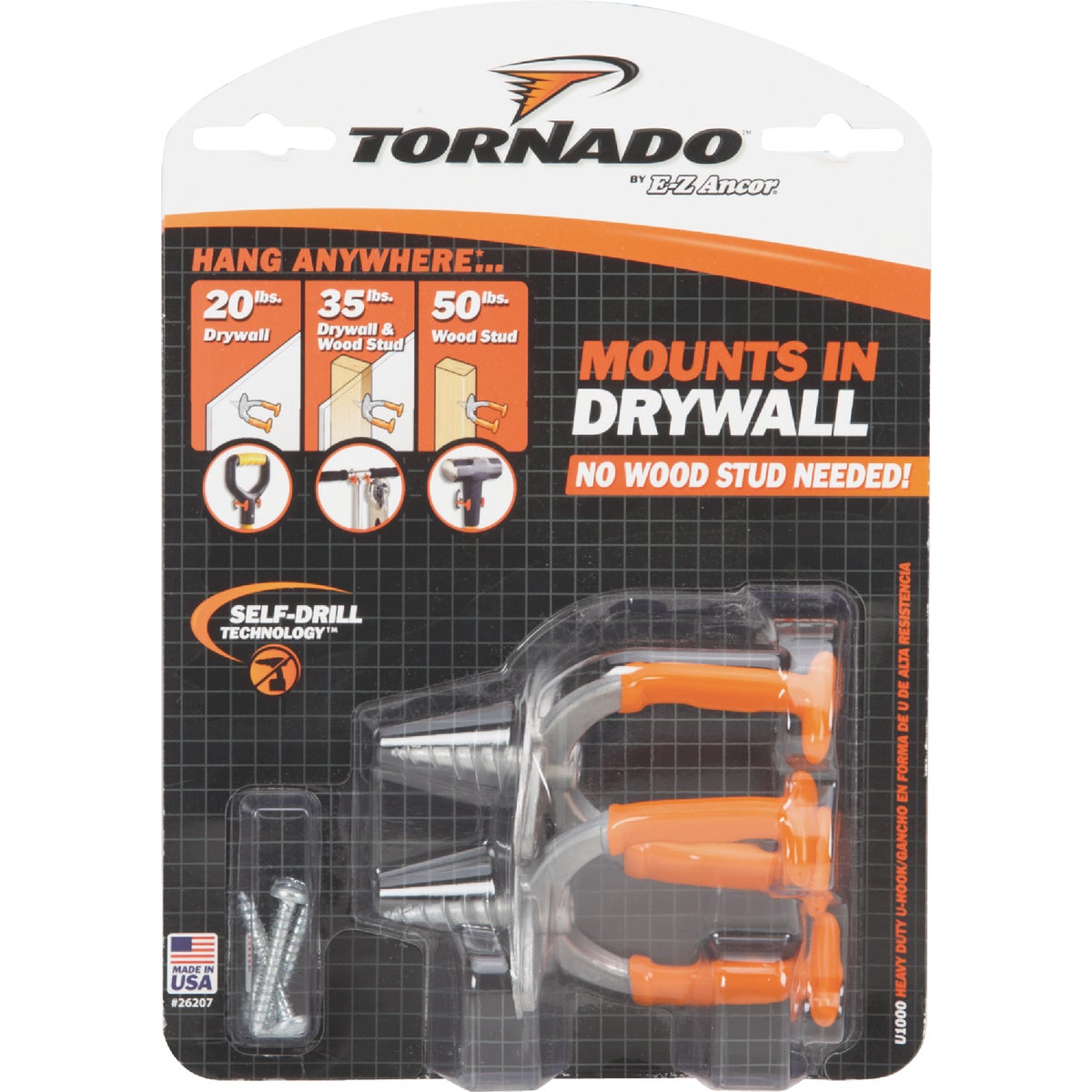 Tornado Rubber Coated Zinc Heavy Duty U-Hook