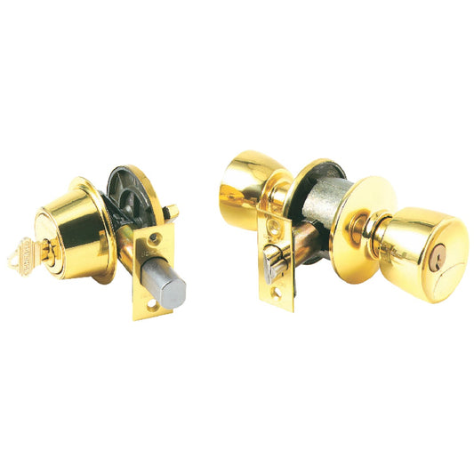 Schlage Bright Brass Deadbolt and Door Knob Combo