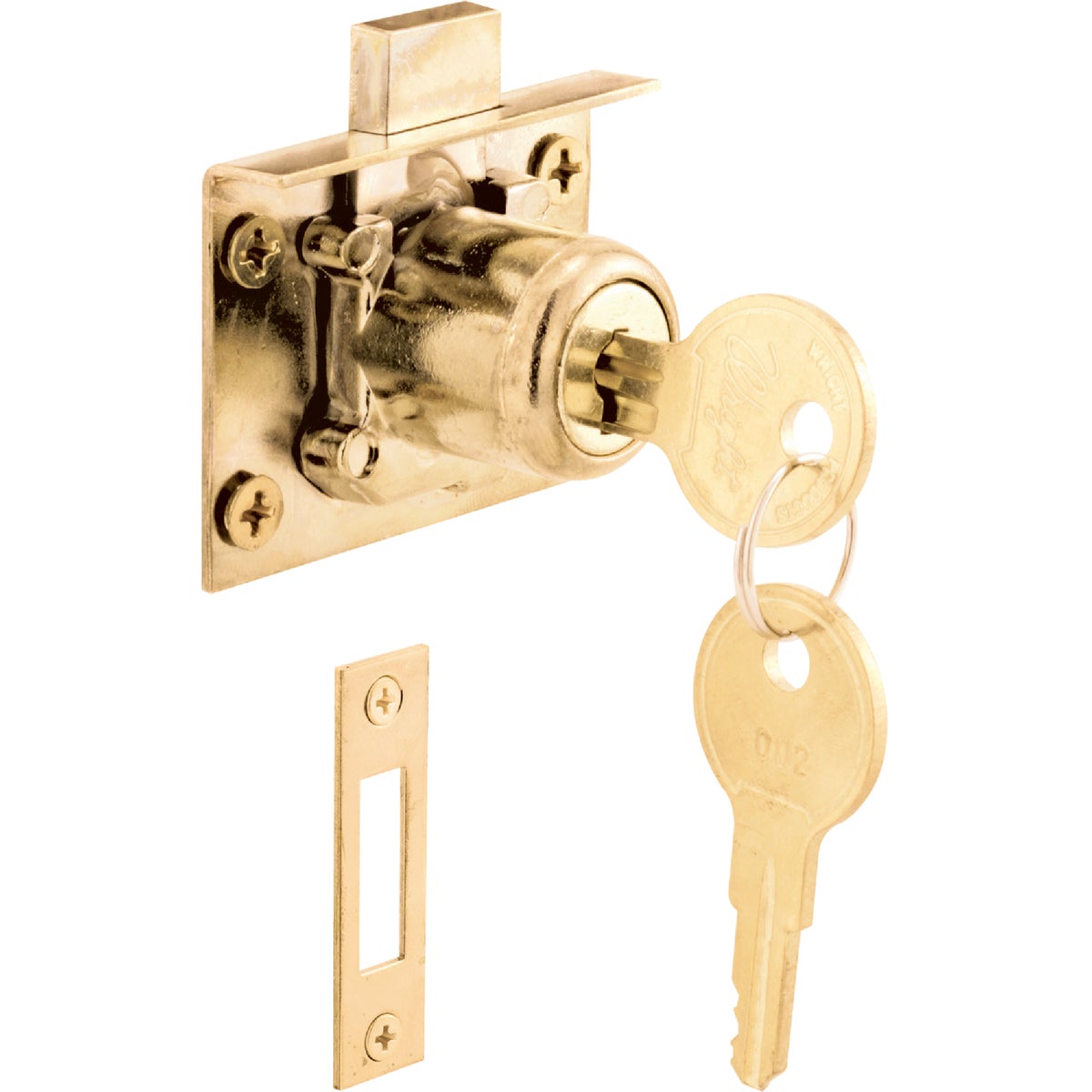 Defender Security Brass Drawer and Cabinet Lock with Keeper - Keyed Different