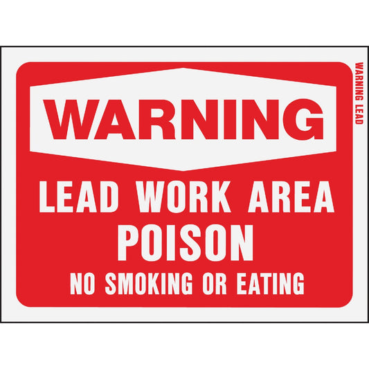Hy-Ko Plastic Sign, Warning Lead Work Area Poison