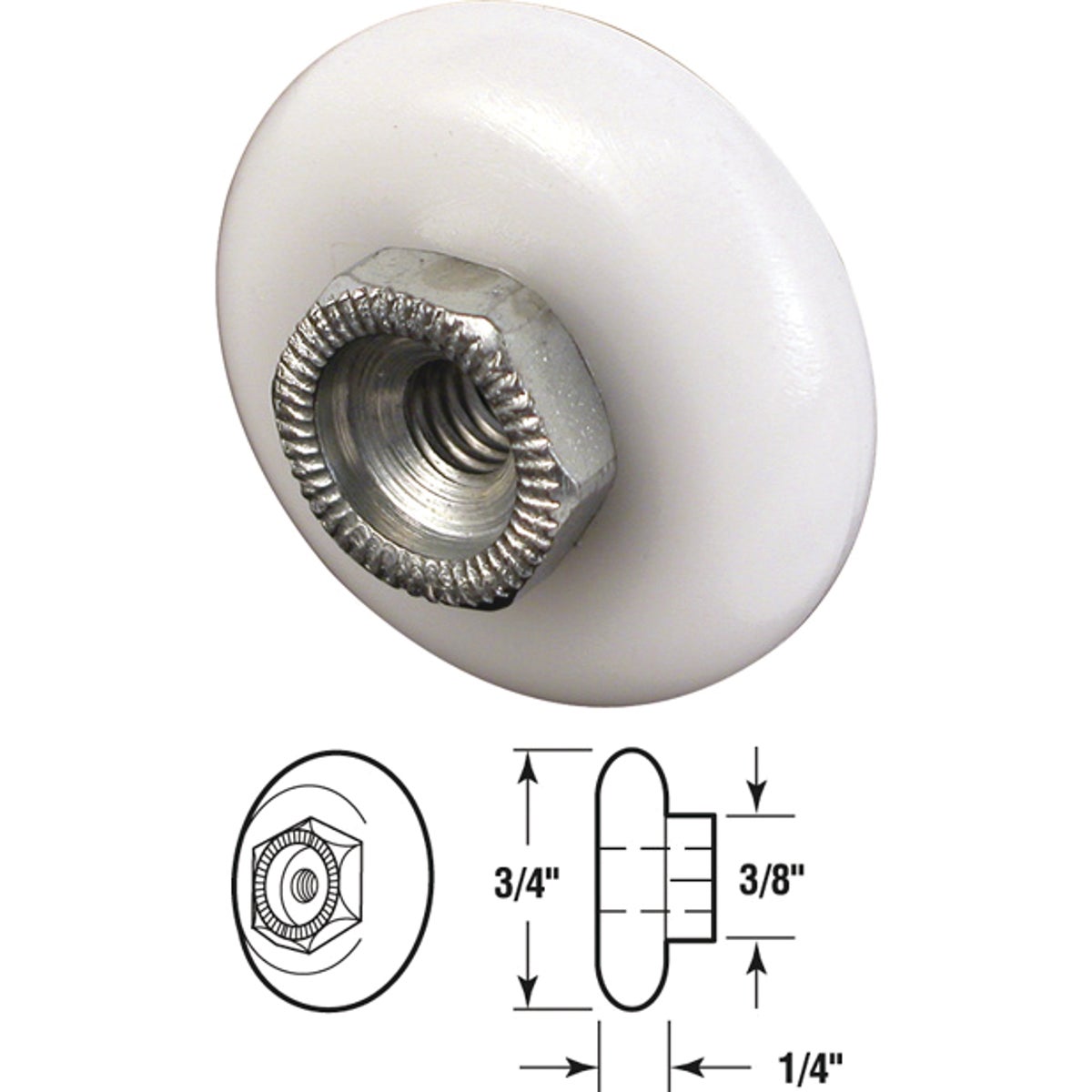 Prime-Line 3/4 In. x 3/8 In. Oval Shower Door Roller (2-Count)