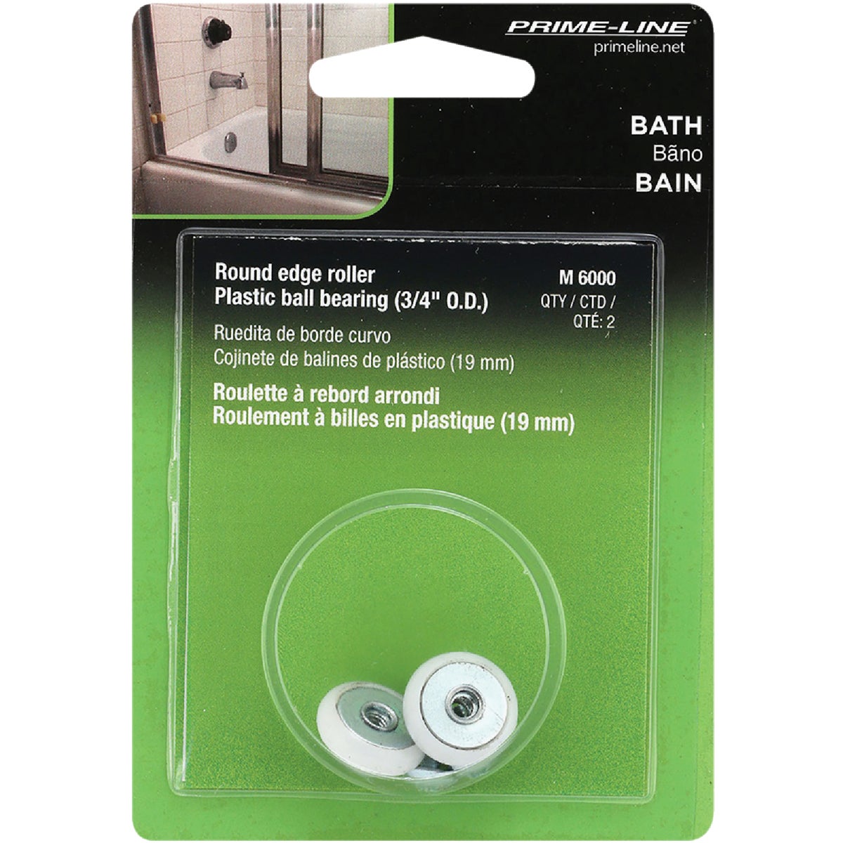 Prime-Line 3/4 In. x 3/8 In. Oval Shower Door Roller (2-Count)