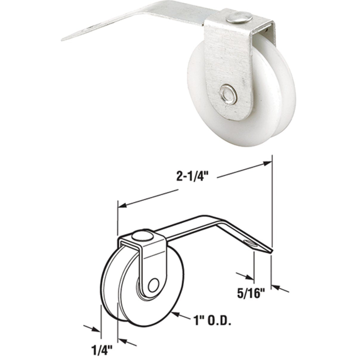 Prime-Line 1 In. x 5/16 In. Center Groove V-Spring Tension Nylon Screen Door Roller Assembly (2-Count)