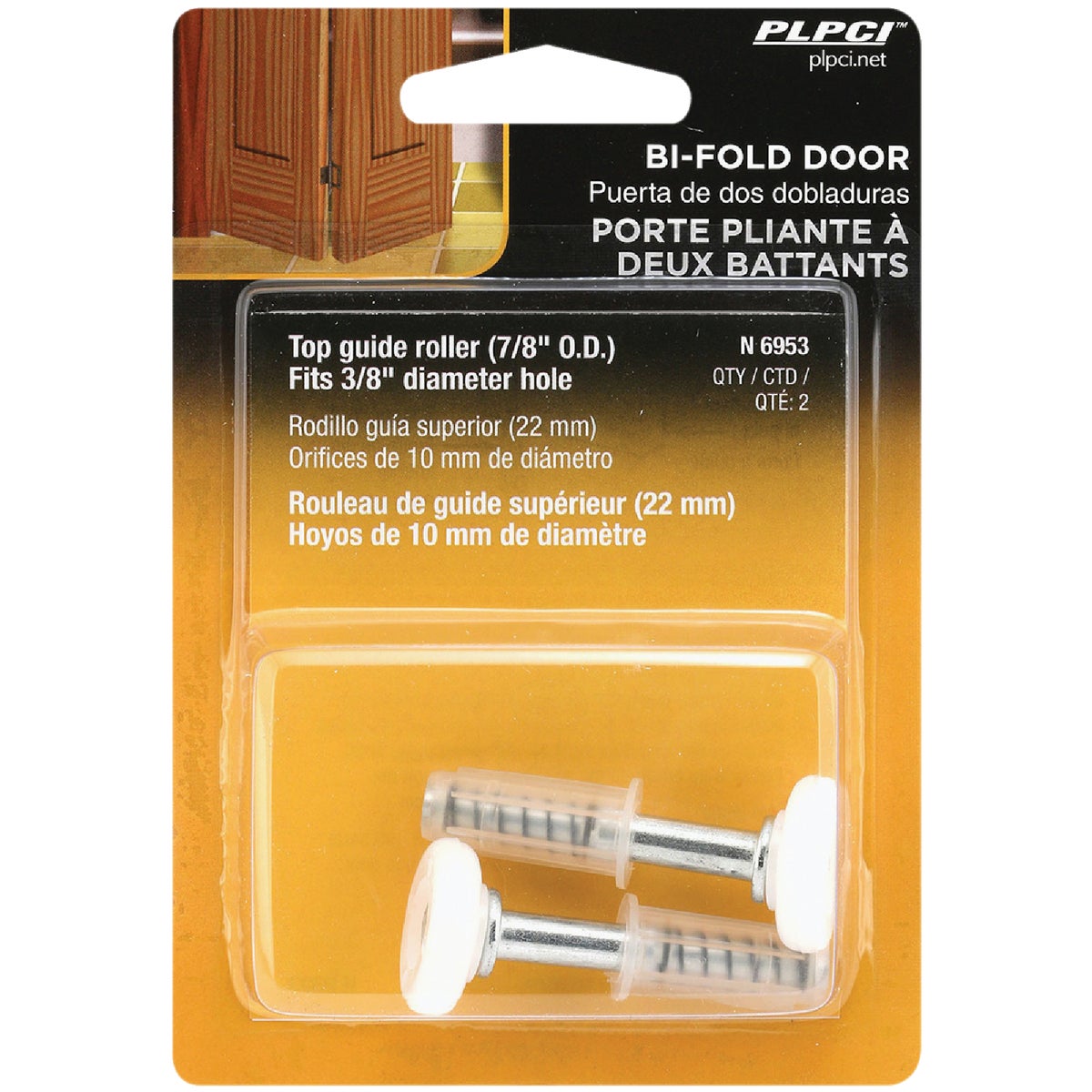 Prime-Line Steel Shaft Bifold Door Top Roller Guide (2 Count)