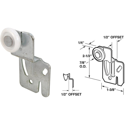 Prime-Line Offset Adjustable 2-1/2 In. H. x 1/2 In. Single Wheel Back Bypass Door Roller (2-Count)