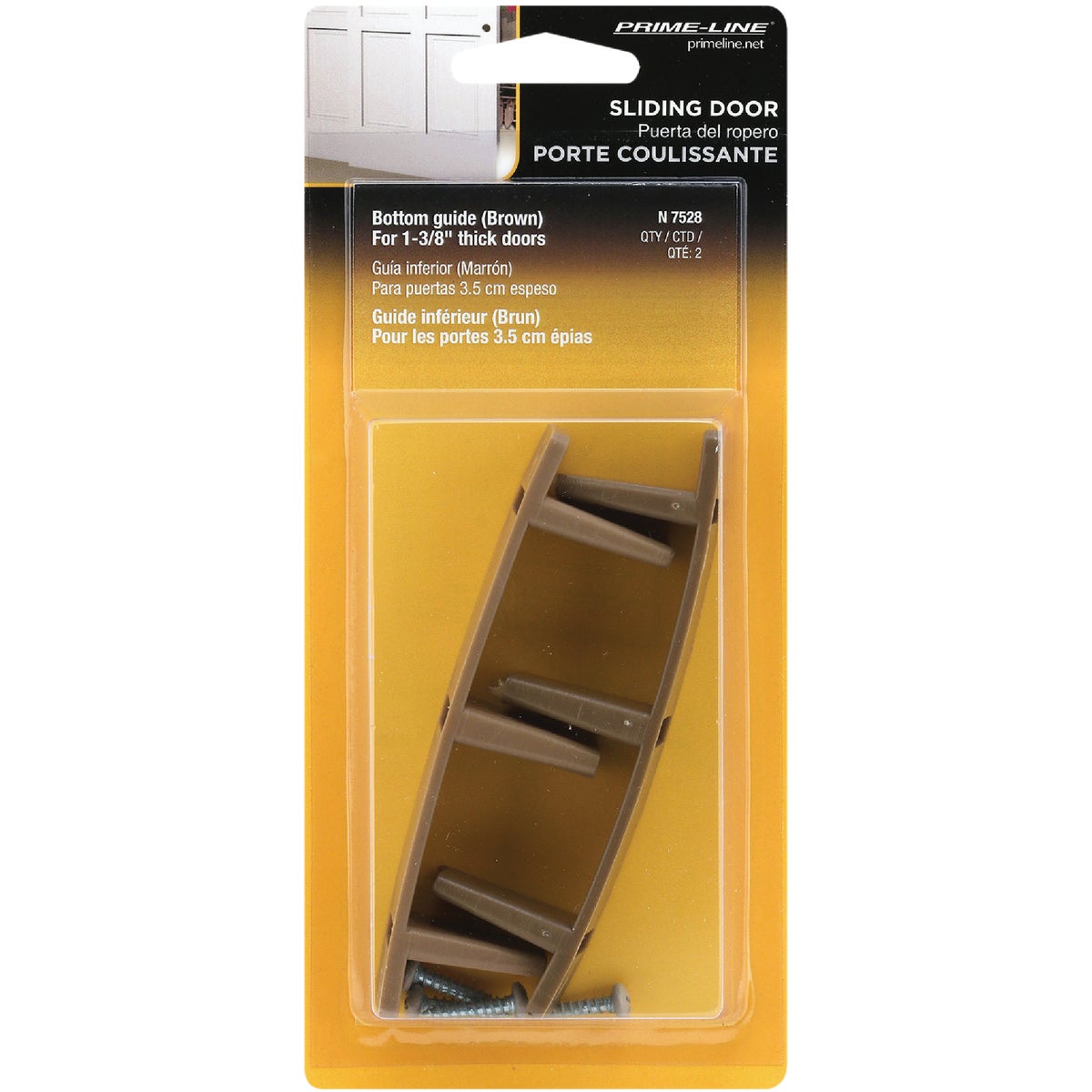 Prime-Line 1-1/8 In. Brown Closet Door Floor Guide (2 Count)