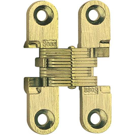 SOSS Satin Brass 1/2 In. x 1-1/2 In. Invisible Hinge, (2-Pack)