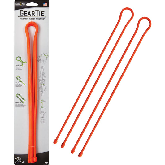 Nite Ize Gear Tie 32 In. Orange Reusable Rubber Twist Tie (2-Count)