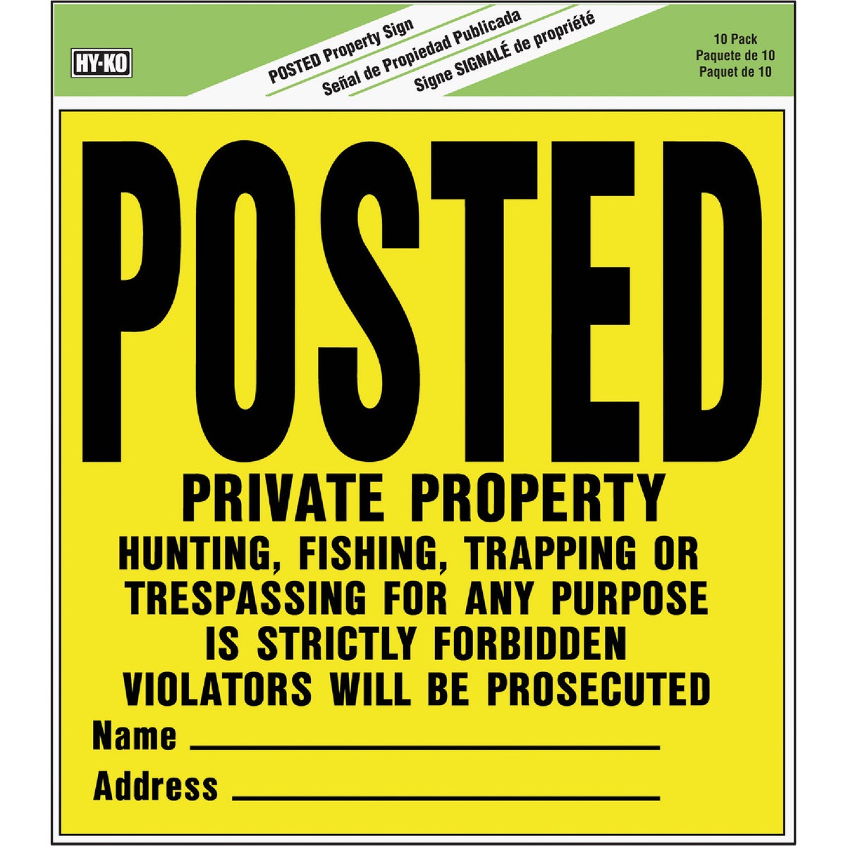 Hy-Ko Heavy Gauge Plastic Sign, Posted Private Property 10-Pack)