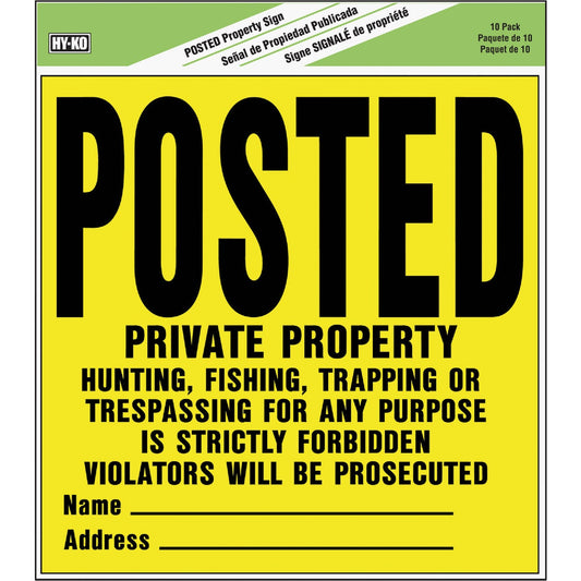 Hy-Ko Heavy Gauge Plastic Sign, Posted Private Property 10-Pack)