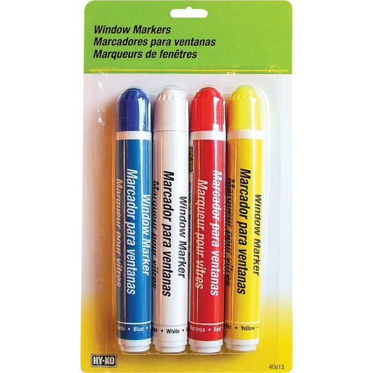 Hy-Ko Red/Blue/White/Yellow Window Marker (4-Pack)