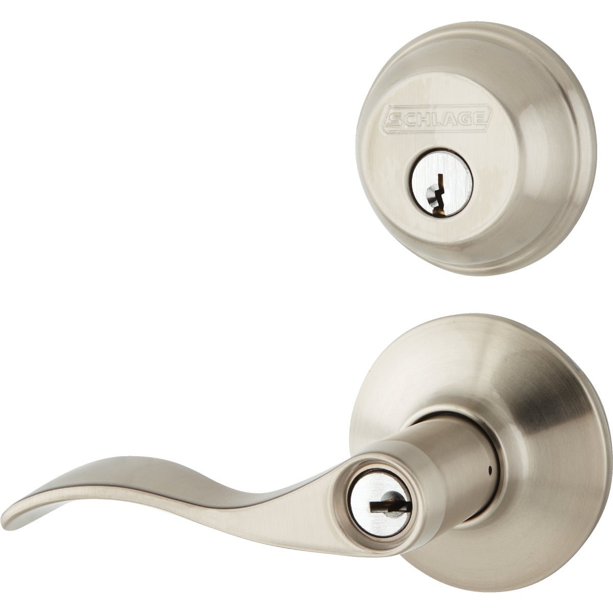 Accent Satin Nickel Single Cylinder Deadbolt & Door Lever Combo Lockset