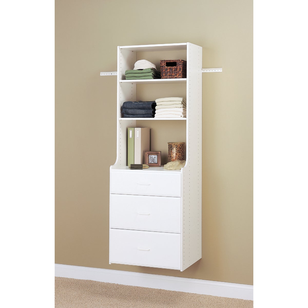 Easy Track Hanging Hutch Wall-Mounted Shelving Unit, White