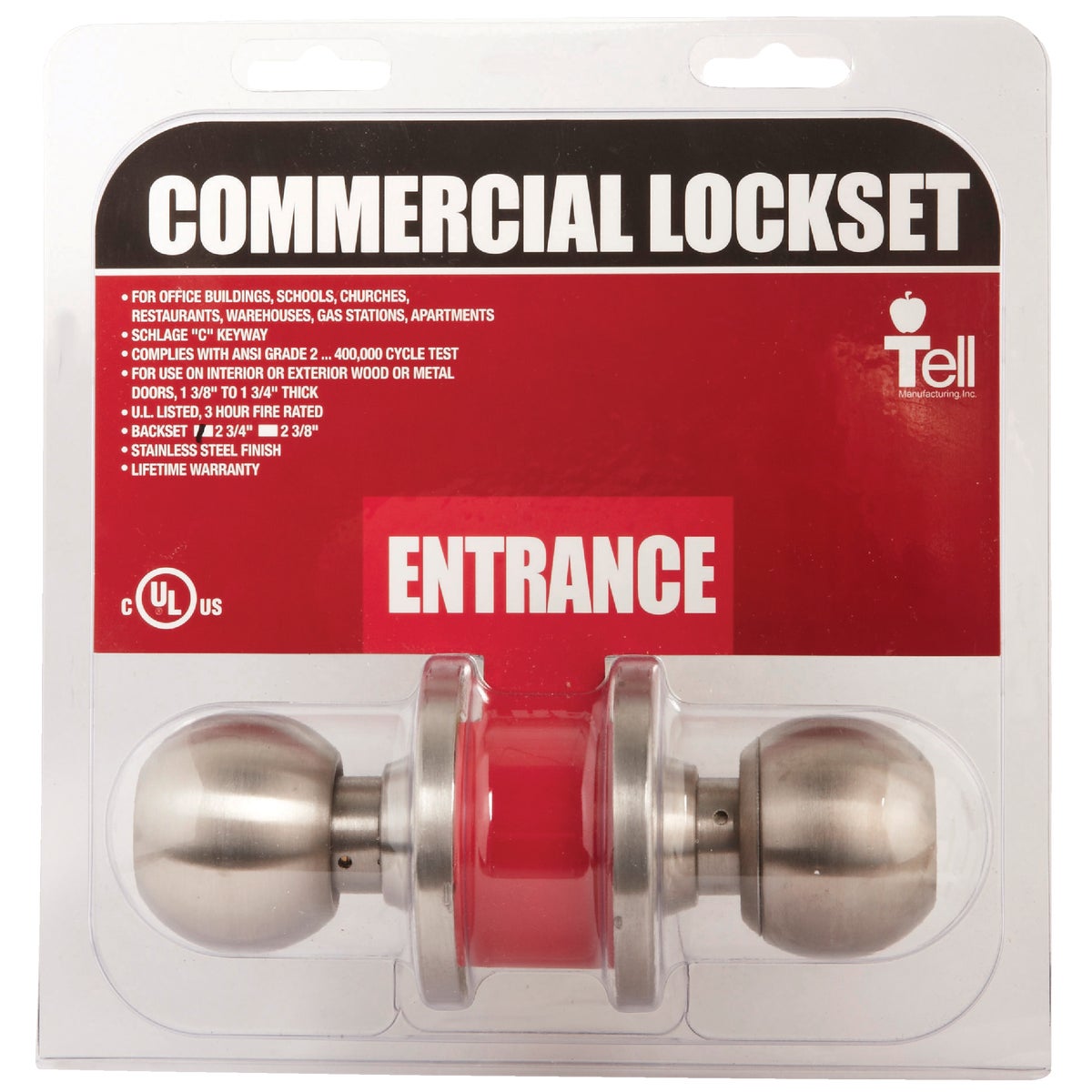 Tell Satin Stainless Steel Entry Door Knob