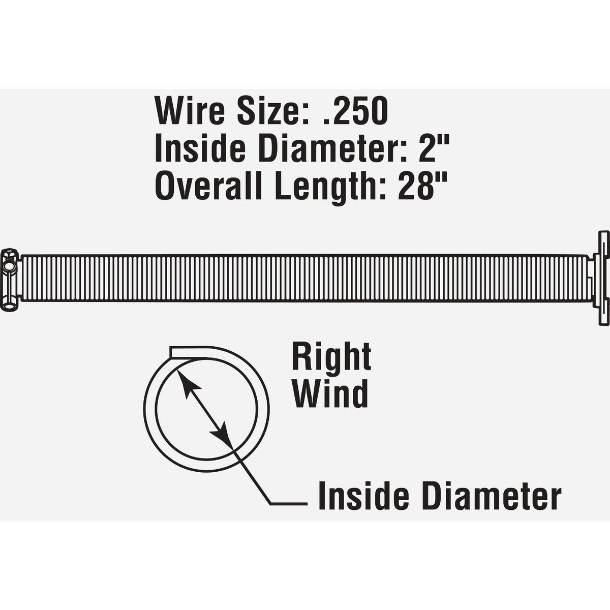 Prime-Line 2 In. x 28 In. Right Wind Garage Door Torsion Spring