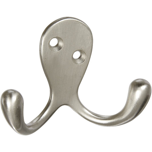 National Satin Nickel Double Clothes Hook