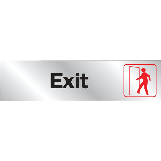 Hy-Ko Brushed Aluminum Sign, Exit