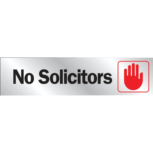 Hy-Ko Brushed Aluminum Sign, No Solicitors