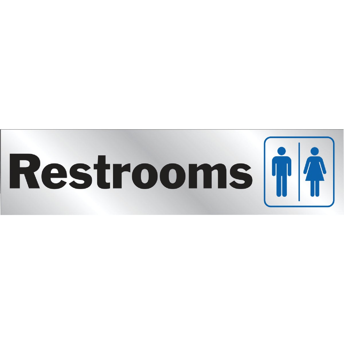 Hy-Ko Brushed Aluminum Sign, Restroom