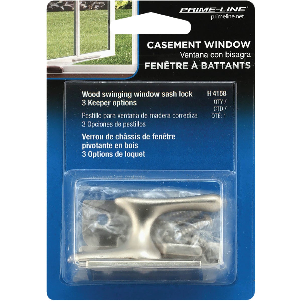 Prime-Line Satin Nickel Casement Window Lock With Keepers