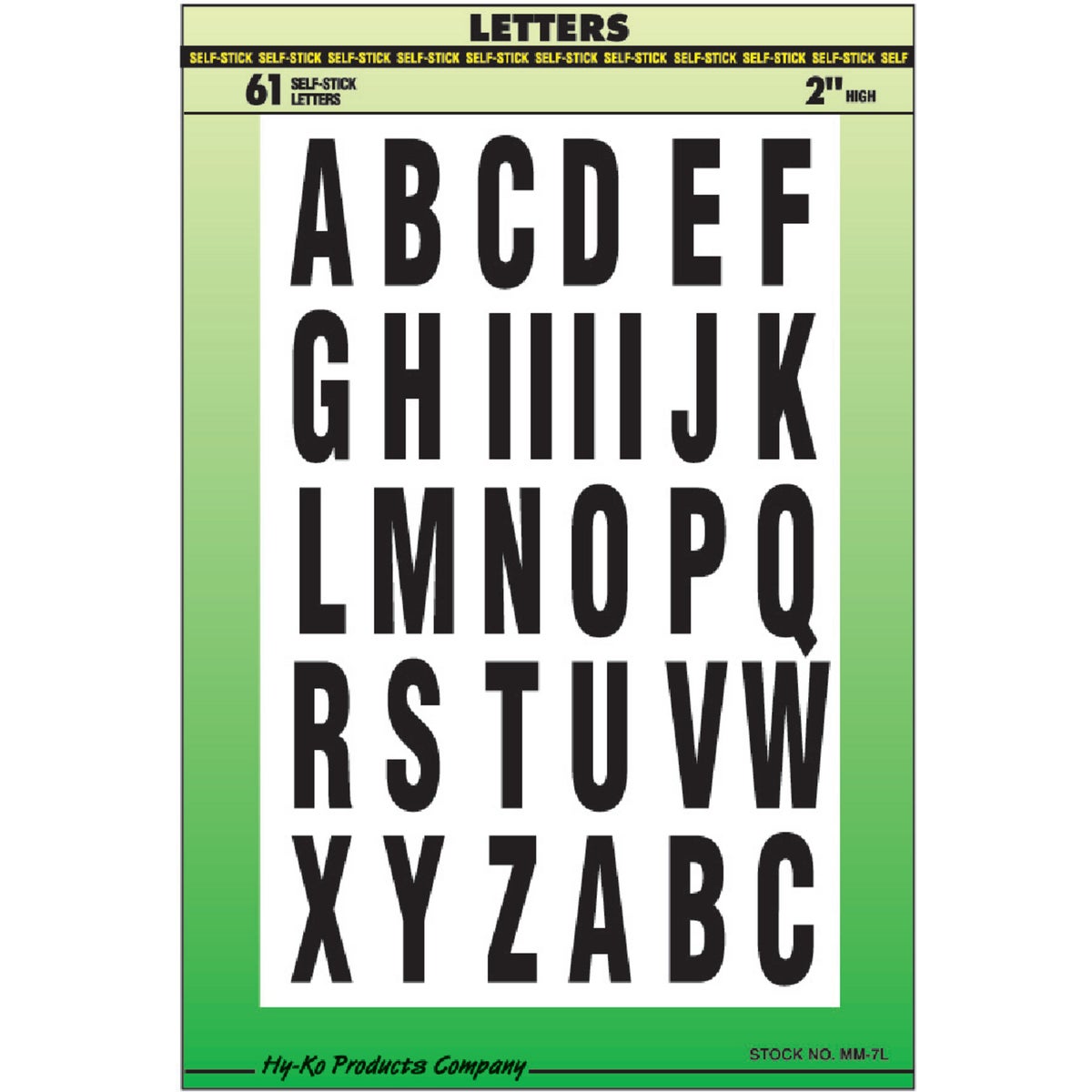 Hy-Ko Self-Adhesive Polyester 2 In. Black Letter Set