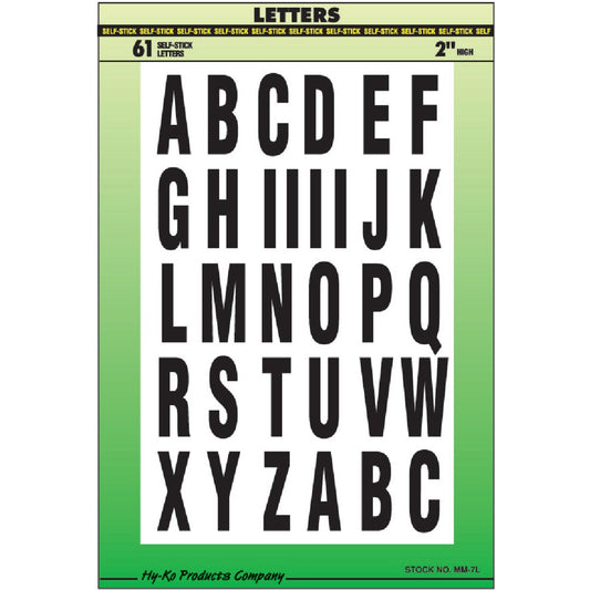 Hy-Ko Self-Adhesive Polyester 2 In. Black Letter Set