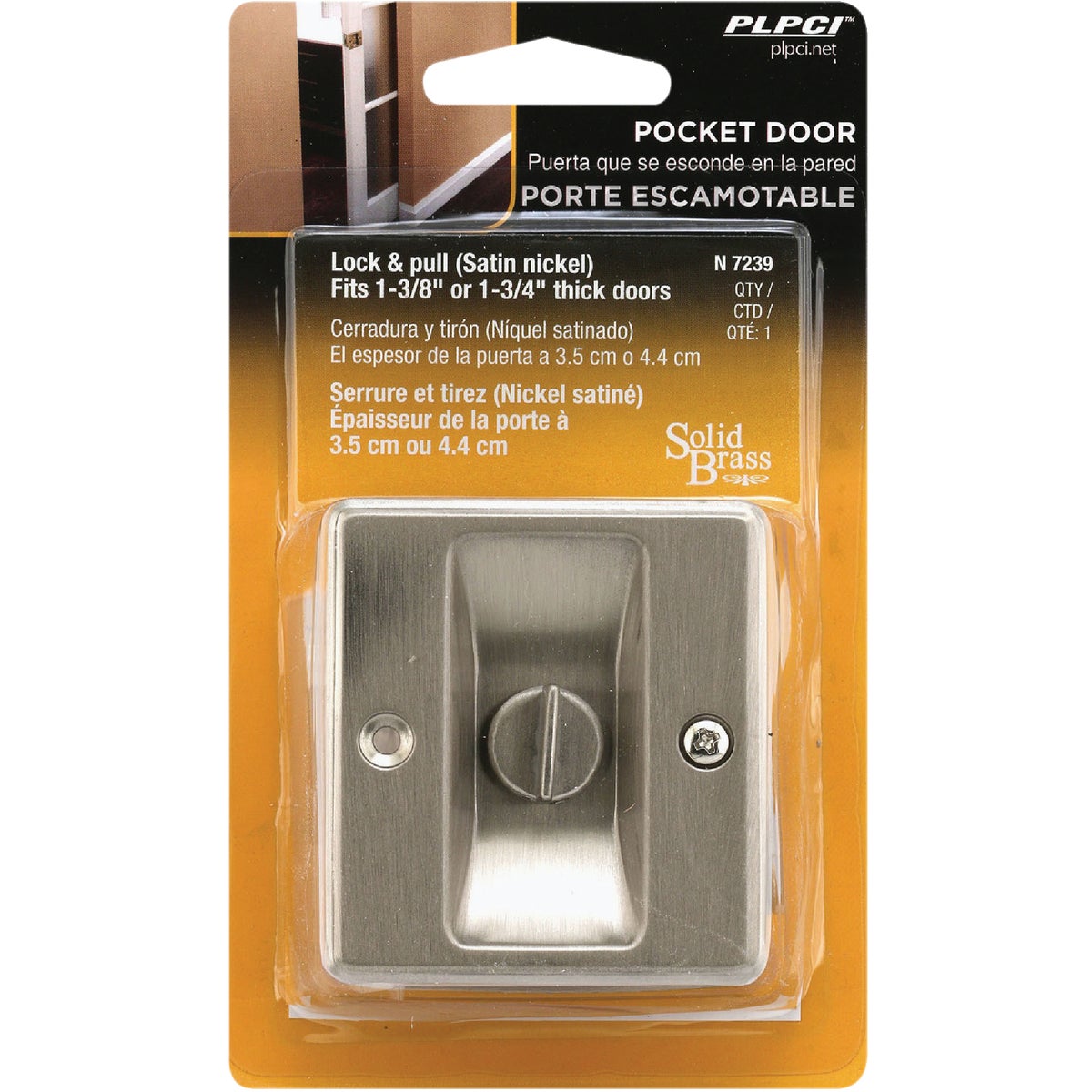 Prime-Line 2-3/4 In. Satin Nickel Pocket Door Privacy Lock