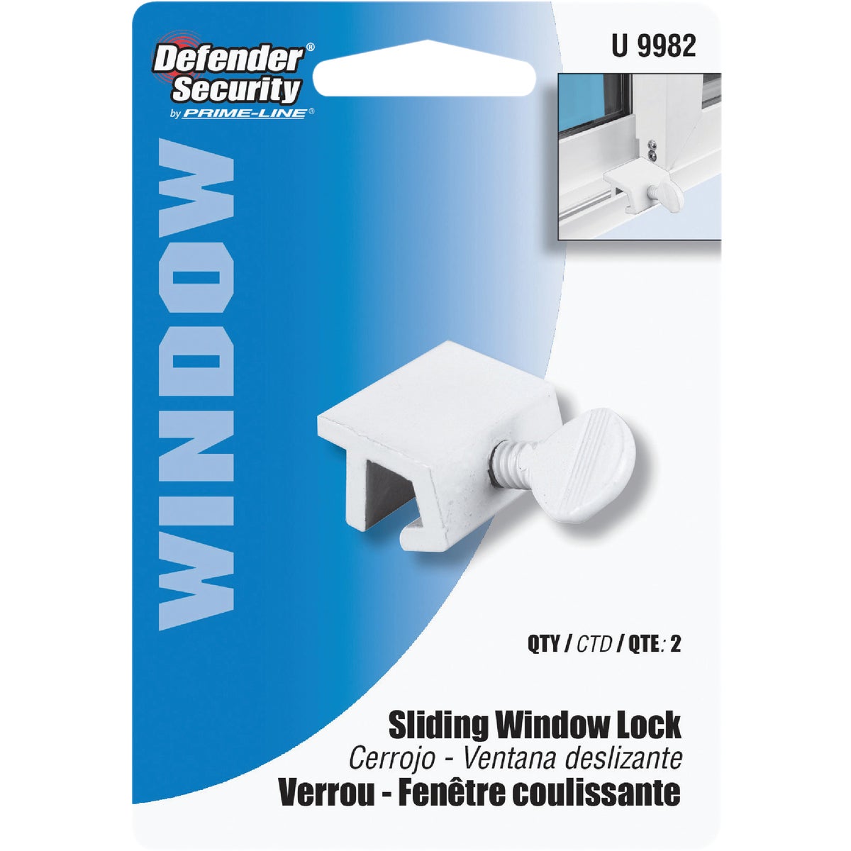 Defender Security White Heavy-Duty Sliding Window Lock (2 Count)