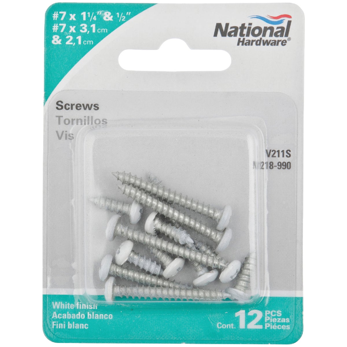 National 211 Steel Shelf Bracket Screw, White (12-Pack)