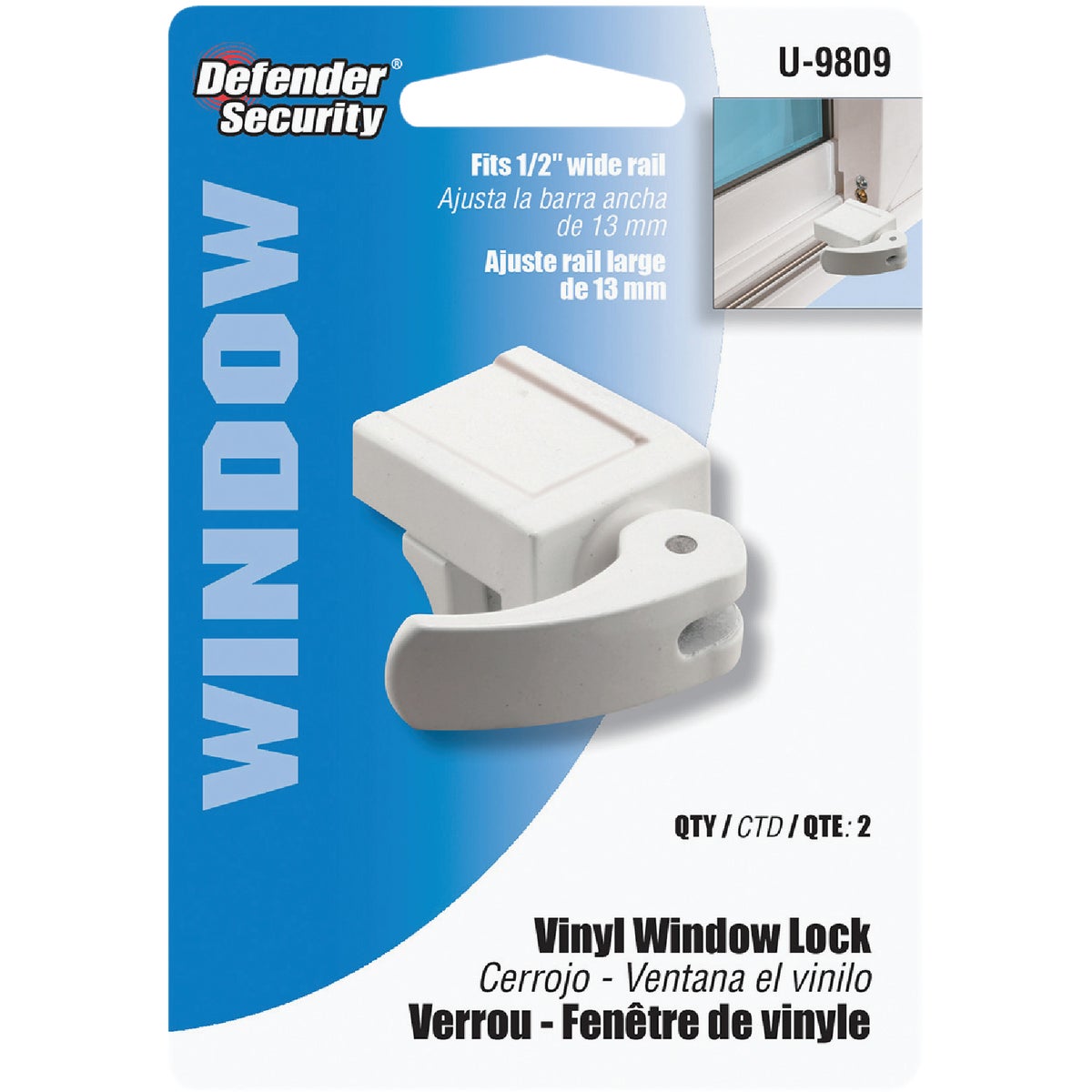 Defender Security White Vinyl Sash Lock (2-Pack)