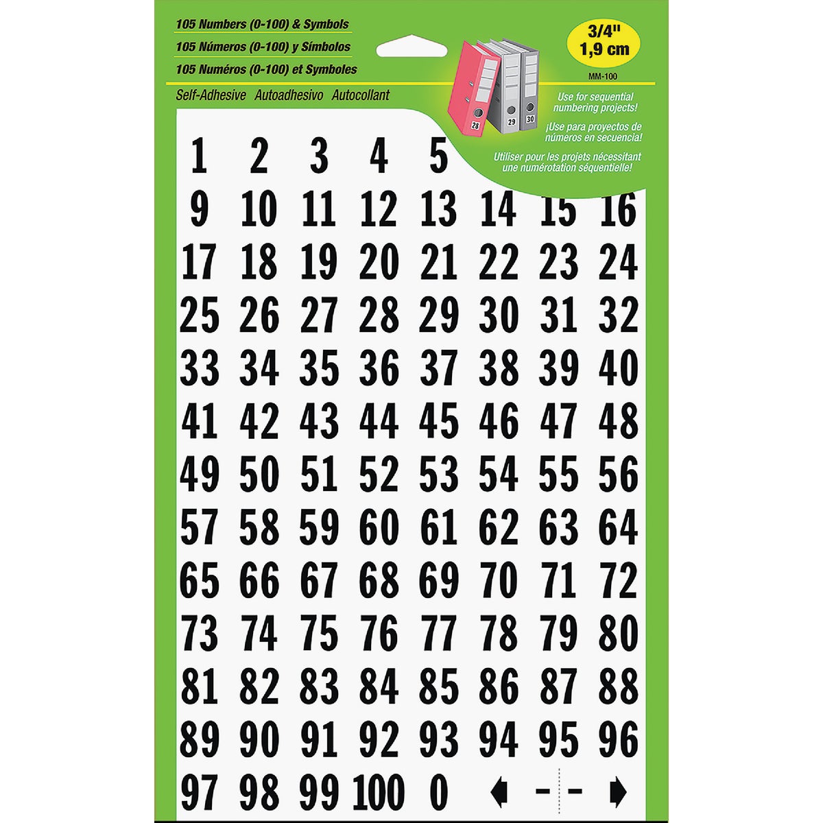 Hy-Ko 3/4 In. Polyester Adhesive Number Set, 100 Numbers