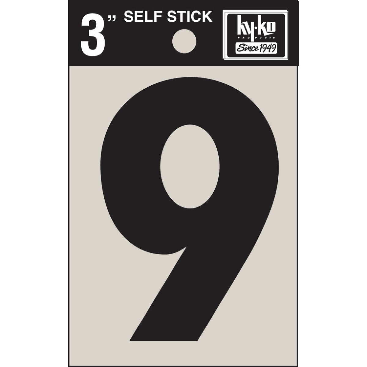 Hy-Ko Vinyl 3 In. Non-Reflective Adhesive Number Nine