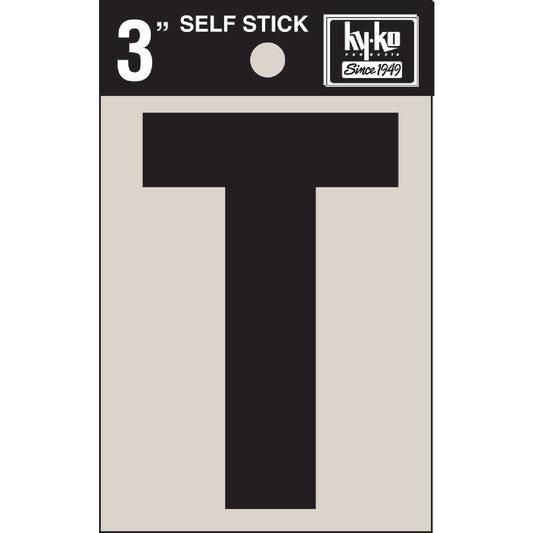 Hy-Ko Vinyl 3 In. Non-Reflective Adhesive Letter, T