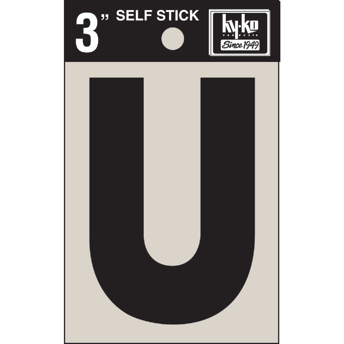 Hy-Ko Vinyl 3 In. Non-Reflective Adhesive Letter, U