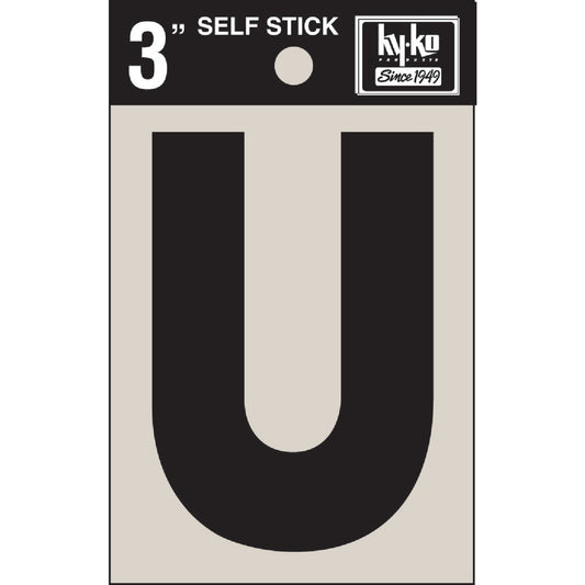 Hy-Ko Vinyl 3 In. Non-Reflective Adhesive Letter, U