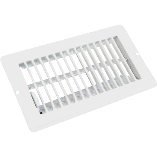 United States Hardware 4 In. x 8 In. x 1-5/16 In. White Steel Floor Register