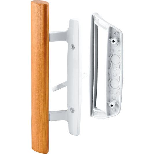 Prime-Line White Mortise Style Outside Sliding Door Handle Set