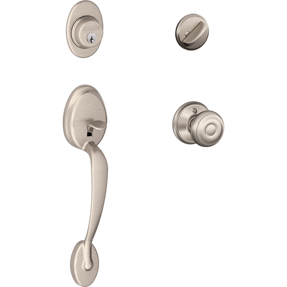 Schlage Satin Nickel Entry Door Handleset with Georgian Knob