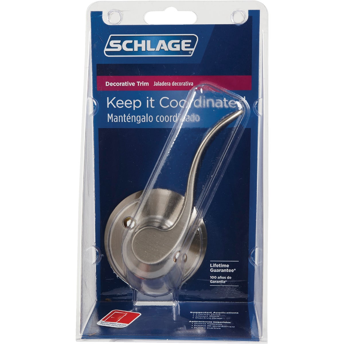 Schlage Satin Nickel Right-Hand Accent Dummy Door Lever