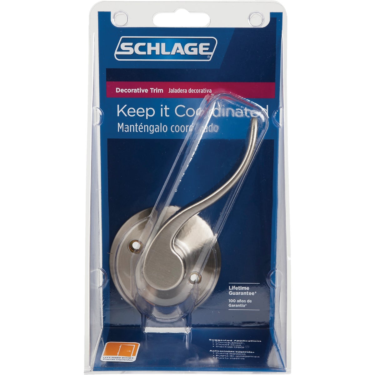 Schlage Satin Nickel Left-Hand Accent Dummy Door Lever