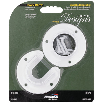 Stanley Home Designs 1-5/16 In. Zinc Closet Rod Socket, White (2-Pack)