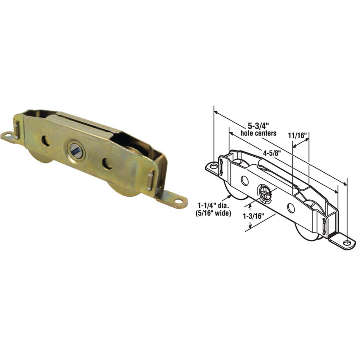 Prime-Line 1-1/4 In. Dia. x 5-5/8 In. L. Tandem Steel Patio Sliding Door Roller with Housing Assembly