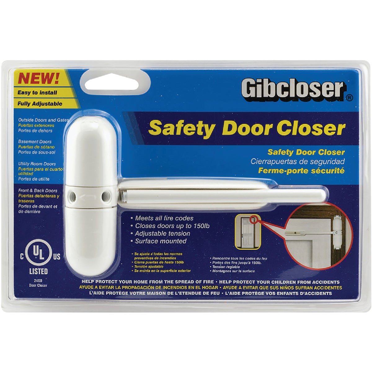 Prime-Line Gibcloser White Safety Spring Door Closer